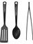 3 Parça Mutfak Gereçleri Seti: Kaşık, Spatula, Maşa, Siyah 1