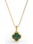 925 Ayar Yeşil Kaplangözü Taşlı Gold Yonca Gümüş Kolye 3