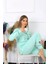 Kadın Pamuk Penye Önden Düğmeli Uzun Kol Su Yeşili Pijama Takım 2