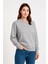 Üç Iplik Düz Bisiklet Yaka Sweatshirt - Gri 1