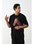 Unisex Baskılı Oversize T-Shirt - Siyah 2