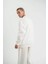 Uzun Kol Bisiklet Yaka Basic Sweatshirt - Beyaz 3
