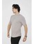 Unisex Bisiklet Yaka Slim Fit T-Shirt- Boyalı Gri 3