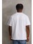 Unisex Baskılı Oversize T-Shirt - Beyaz 2