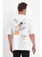 Erkek Melek Baskılı Oversize T-Shirt - Beyaz 1