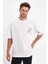 Erkek Melek Baskılı Oversize T-Shirt - Beyaz 2
