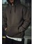 Üç Iplik Penye Kapşonlu Basic Sweatshirt - Antrasit 1