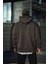 Üç Iplik Penye Kapşonlu Basic Sweatshirt - Antrasit 2