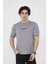 Unisex Bisiklet Yaka Slim Fit T-Shirt- Gri 1