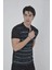 Erkek Yakalı Slim Fit Pike Çizgili T-Shirt - Siyah 2