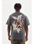 Unisex Baskılı Oversize T-Shirt - Füme 2