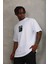 Unisex Oversize Baskılı Bisiklet Yaka T-Shirt - Beyaz 2