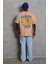 Unisex Oversize Baskılı Bisiklet Yaka T-Shirt - Bej 3