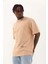 Unisex Oversize Baskılı Bisiklet Yaka T-Shirt - Bej 1