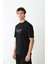 Unisex Bisiklet Yaka Baskılı Oversize T-Shirt - Siyah 3
