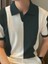 Erkek Kısa Kollu Polo Yakalı Blok Desenli Triko Bluz 2