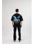 Unisex Bisiklet Yaka Baskılı Oversize T-Shirt - Siyah 4