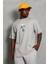 Unisex Oversize Baskılı Bisiklet Yaka T-Shirt - Gri 1