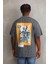 Unisex Baskılı Oversize T-Shirt - Füme 2