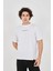 Unisex Jakar Kumaş Slim Fit T-Shirt - Beyaz 1