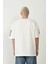 Unisex Baskılı Bisiklet Yaka Oversize T-Shirt - Beyaz 2