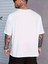 Baskılı Oversize Bisiklet Yaka T-Shirt - Beyaz 2