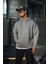 Üç Iplik Penye Kapşonlu Basic Sweatshirt - Boyalı Gri 3