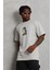 Unisex Oversize Baskılı Bisiklet Yaka T-Shirt - Gri 2