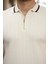 Erkek Yaka ve Kolları Çizgi Detaylı Fermuarlı Kısa Kollu T-Shirt 3