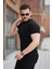 Erkek Ince Çizgi Dokulu Bisiklet Yaka Kısa Kollu T-Shirt 2