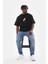 Unisex Baskılı Oversize T-Shirt - Siyah 3