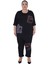 Kadın Büyük Beden Siyah Alt Üst Yıldız Nakışlı İkili Takım - Siyah-48 1