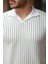 Erkek Yakalı Çizgi Desenli Kısa Kollu Tişört 3