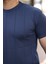 Erkek Ince Çizgi Dokulu Bisiklet Yaka Kısa Kollu T-Shirt 3