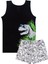 Erkek Çocuk Atlet Boxer Likralı Siyah Dinozor (%96 Pamuk - %4 Elastan) 1