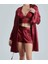 Kadın Bordo Saten Çeyiz Seti 6 Parça Sabahlık Gecelik Pijama Şortlu Takım .r.o.z.2.0.a.l.s.e.l.t 1