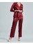 Kadın Bordo Saten Çeyiz Seti 6 Parça Sabahlık Gecelik Pijama Şortlu Takım .r.o.z.2.0.a.l.s.e.l.t 3