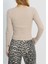 Bisiklet Yaka Parmak Geçmeli Kaşkorse Bluz Bej A3829 7