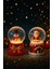 2 Adet LED Işıklı Mini Noel Yılbaşı Kar Küresi 6,5 cm – Noel Baba & Kardan Adam Dekoratif Işıklı Biblo 3