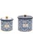 Mavi Desenli Metal Saklama Kabı Seti, 2'li, 1,7 ve 3,5 Litre Kapasite 3