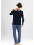 Erkek Pamuklu Bisiklet Yaka Baskılı Uzun Kollu Pijama Takımı 9803 Lacivert 2