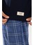 Erkek Pamuklu Bisiklet Yaka Baskılı Uzun Kollu Pijama Takımı 9803 Lacivert 5