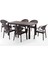 Bamboo 6 Kişilik Rattan Masa Sandalye Takımı Kahve 1