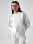 Kadın Ekru Pamuk Dokulu Oversize Sweatshirt 2