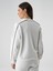 Kadın Ekru Pamuk Dokulu Oversize Sweatshirt 4