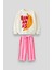 Kız Çocuk Pamuklu Ekru Muz Baskılı Sweatshirt ve Pembe Çizgili Pantolon Takım 2