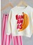 Kız Çocuk Pamuklu Ekru Muz Baskılı Sweatshirt ve Pembe Çizgili Pantolon Takım 5