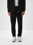Erkek Siyah Lüks Dokulu Soft Kadife Slim Fit Sweat Pantolon 2