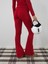 Kadın Kırmızı Esnek Dokulu Regular Fit Pantolon 4