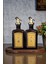 Şık Ahşap Stantlı Amber Gold Zeytinyağı ve Sirke Şişesi Çift Set 3
